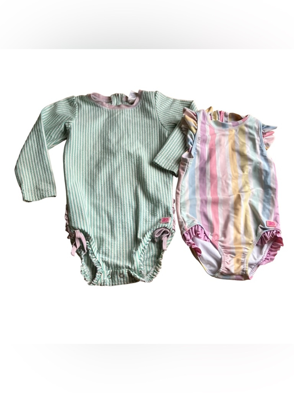 Ruffle Butts Toddler Swimsuits 3T One Piece Long & Short Sleeve Girls Lot Of 2